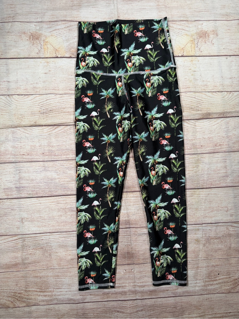 Emily Hsu Designs Black Tropical Flamingo Leggings